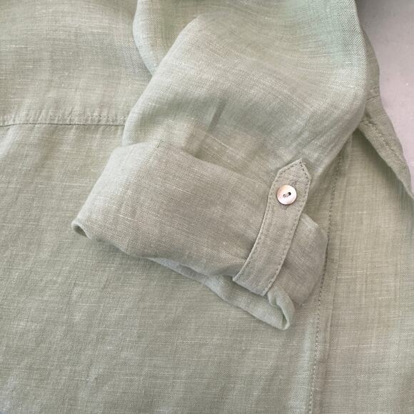 Tahari Essentials Linen Button Down Shirt Tunic Top Women’s Small Long Sleeve - Picture 6 of 8